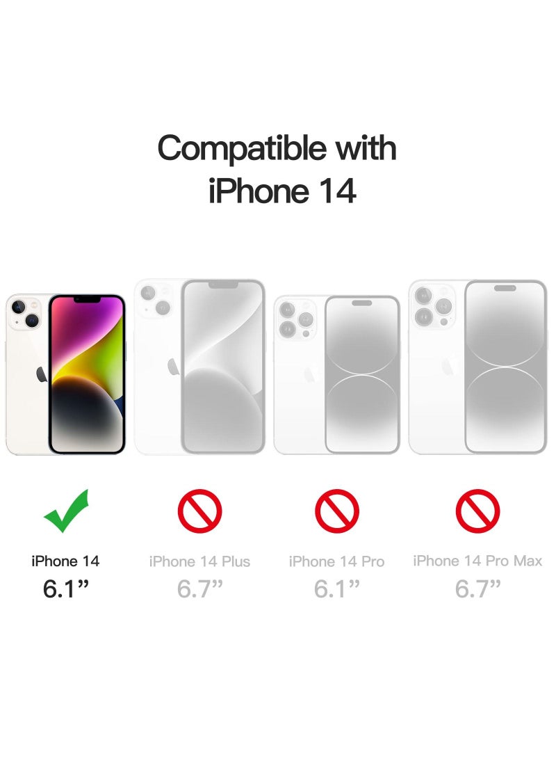 جي تيك جراب 3 في 1 لهاتف iPhone 14 6.1 بوصة مع عبوتين واقي شاشة و 2 عبوة واقي عدسة الكاميرا تغطية كاملة بغشاء زجاجي مقوى ومضاد للصدمات وغطاء هاتف شفاف - Image 4