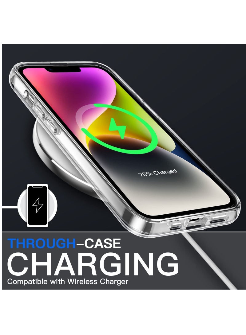 جي تيك جراب 3 في 1 لهاتف iPhone 14 6.1 بوصة مع عبوتين واقي شاشة و 2 عبوة واقي عدسة الكاميرا تغطية كاملة بغشاء زجاجي مقوى ومضاد للصدمات وغطاء هاتف شفاف - Image 5