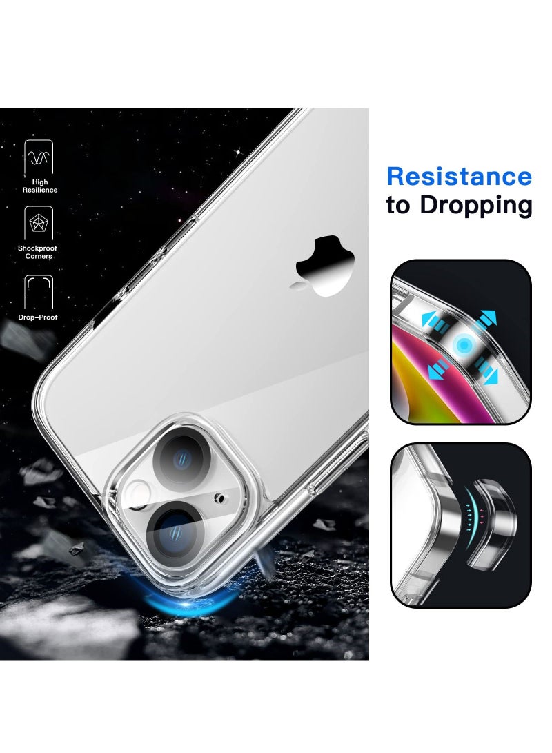 جي تيك جراب 3 في 1 لهاتف iPhone 14 6.1 بوصة مع عبوتين واقي شاشة و 2 عبوة واقي عدسة الكاميرا تغطية كاملة بغشاء زجاجي مقوى ومضاد للصدمات وغطاء هاتف شفاف - Image 2