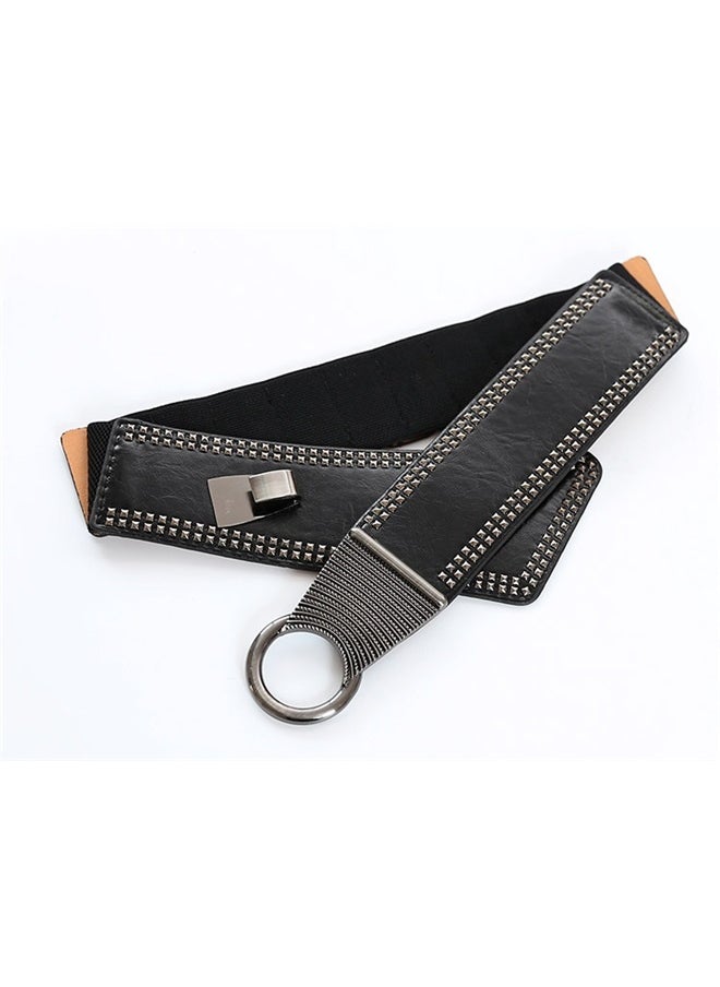 Generic Womens Studded Belt Elastic Wide Punk Chunky Waistband for 80s Retro Dresses  - Image 4