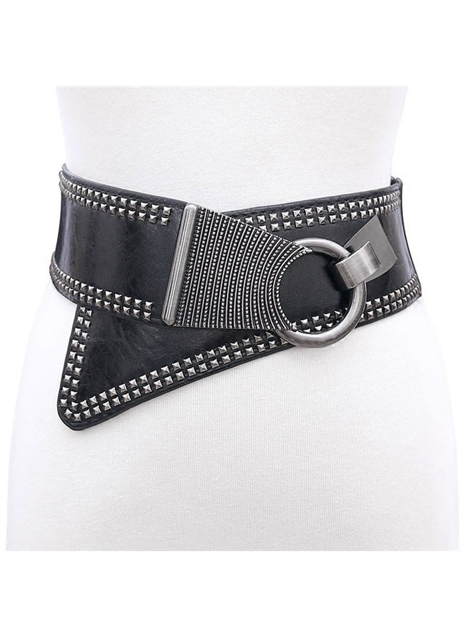 Generic Womens Studded Belt Elastic Wide Punk Chunky Waistband for 80s Retro Dresses  - Image 1