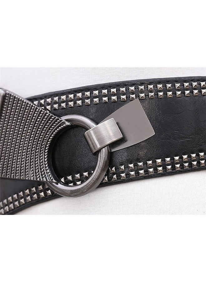 Generic Womens Studded Belt Elastic Wide Punk Chunky Waistband for 80s Retro Dresses  - Image 5