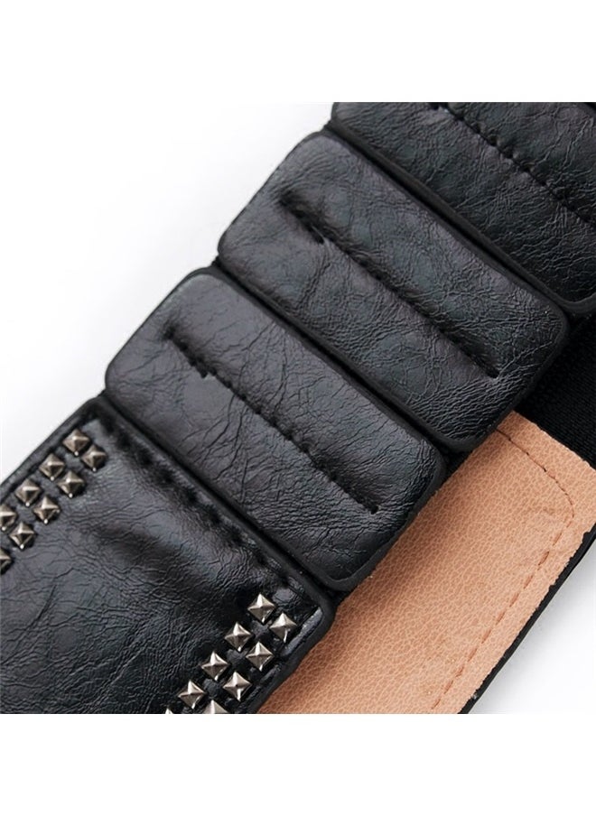 Generic Womens Studded Belt Elastic Wide Punk Chunky Waistband for 80s Retro Dresses  - Image 3