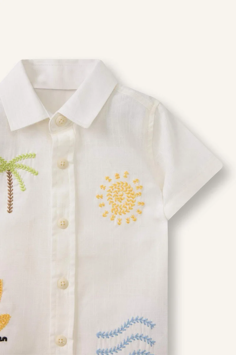 Defacto Baby Boy Oversize Fit Tropical Patterned Short Sleeve Shirt