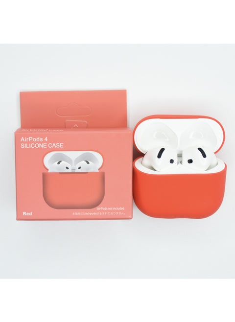 Suitable For Apple Airpods 4 Wireless Bluetooth Headset Silicone Protective Case Anti-fall Storage Bag Liquid Split-Color:Red-Applicable Models:Airpods 4