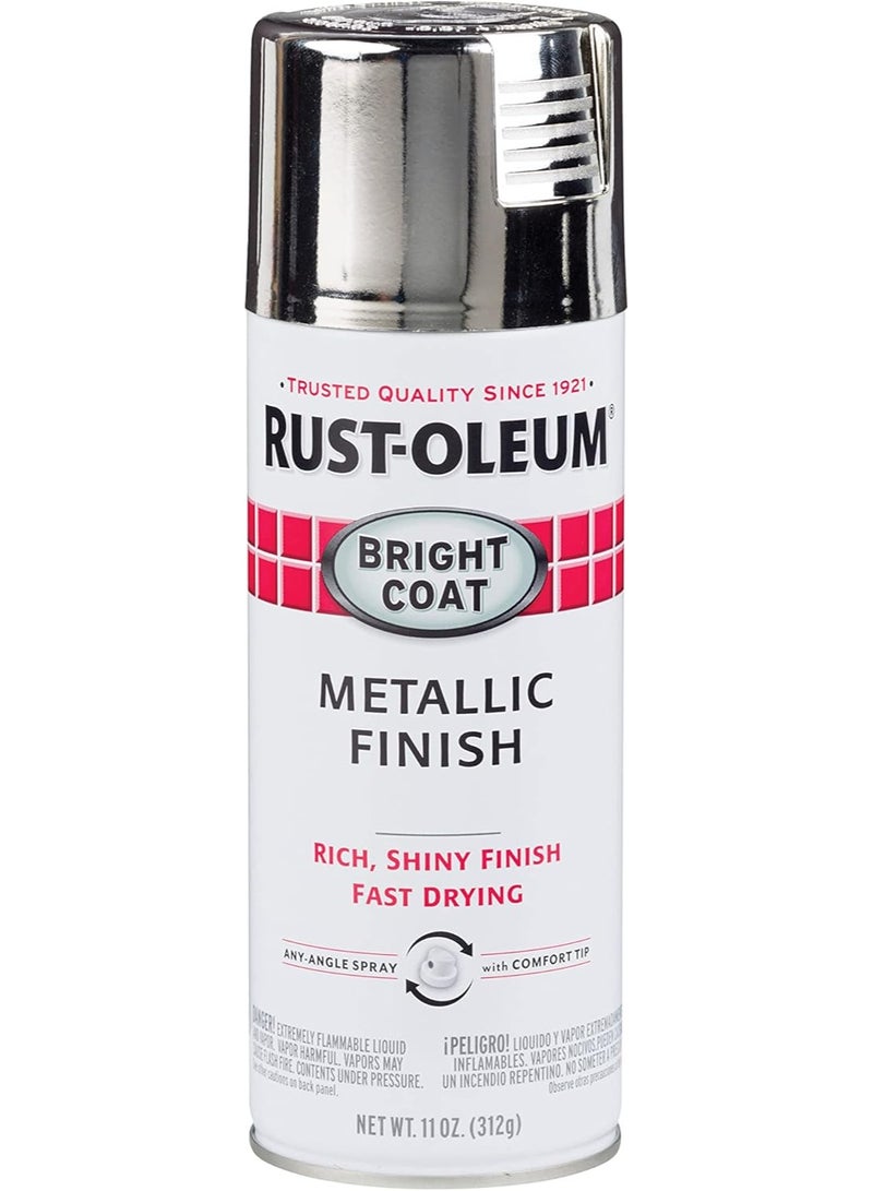 RUST-OLEUM Stops Rust Bright Coat Metallic Finish Spray - 312g, Chrome - Image 1