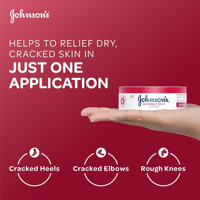 Johnson & Johnson Johnson's Glycerin Cream for cracked skin,100ml,enriched with vitamin E, for dry and cracked areas, soothing and repairing formula,helps to relieve cracked and dry skin in just one application - Image 5