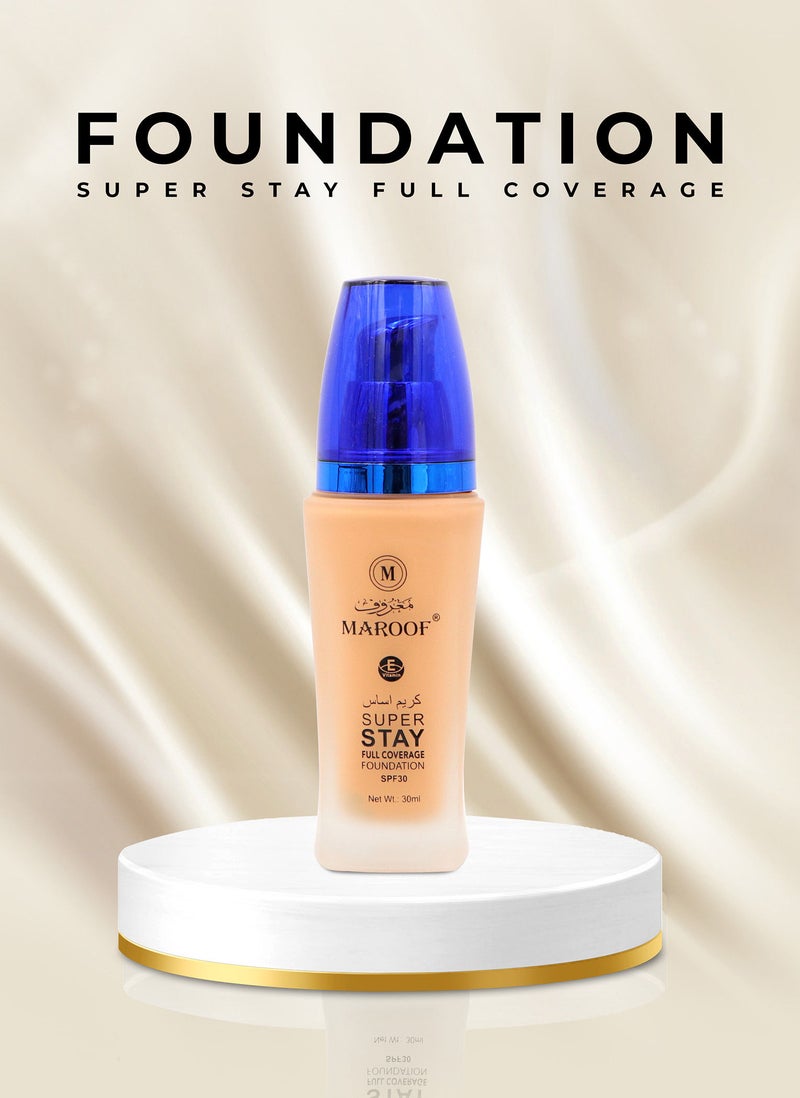 MAROOF 24 Hours Full Coverage Liquid Foundation SPF30 30ml Natural Ivory 02 - Image 5