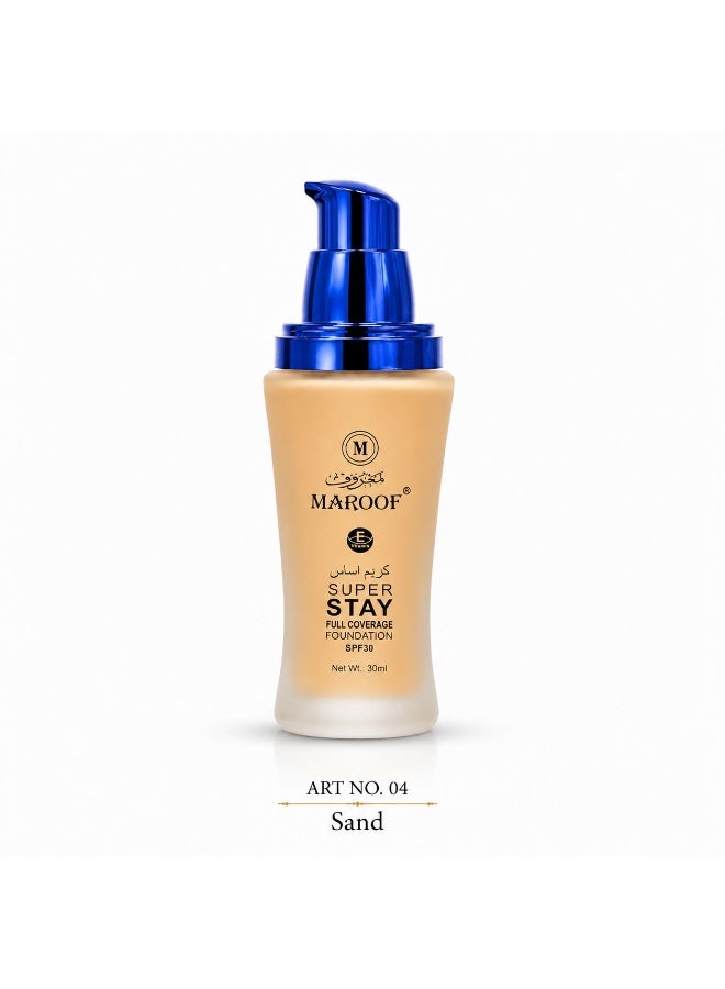ماروف كريم أساس 04 ماروف بعامل حماية SPF 30 وفيتامين E – تغطية كاملة مقاوم للماء يدوم حتى 24 ساعة لجميع أنواع البشرة - Image 1