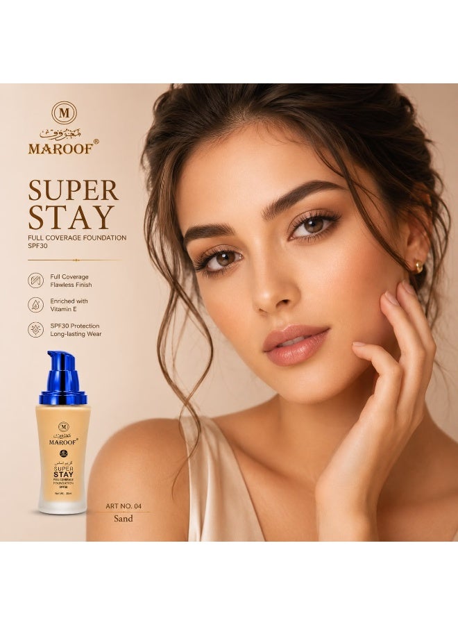 ماروف كريم أساس 04 ماروف بعامل حماية SPF 30 وفيتامين E – تغطية كاملة مقاوم للماء يدوم حتى 24 ساعة لجميع أنواع البشرة - Image 3