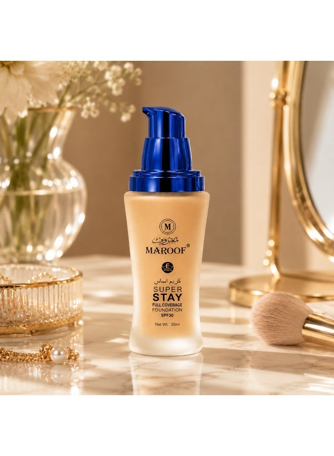 ماروف كريم أساس 04 ماروف بعامل حماية SPF 30 وفيتامين E – تغطية كاملة مقاوم للماء يدوم حتى 24 ساعة لجميع أنواع البشرة - Image 4
