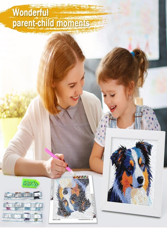lesaonsy Diamond Art Kits for Kids with Frame (6 Inch Pre-Framed Canvas) Animal Gem Art Gift Set for Teens, Boys, Gilrs (Beginner-Friendly, 1-3 Hour) | Resin Drills & Tools Included-Shepherd Dog - Image 2