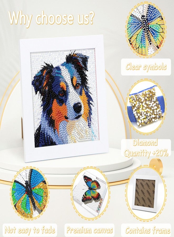 lesaonsy Diamond Art Kits for Kids with Frame (6 Inch Pre-Framed Canvas) Animal Gem Art Gift Set for Teens, Boys, Gilrs (Beginner-Friendly, 1-3 Hour) | Resin Drills & Tools Included-Shepherd Dog - Image 3