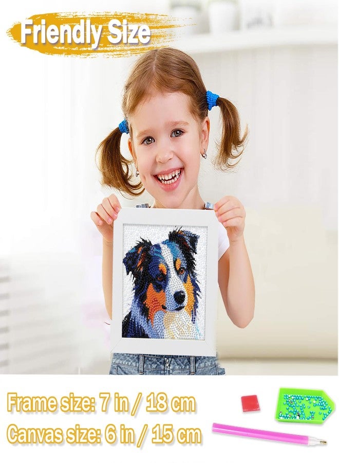 lesaonsy Diamond Art Kits for Kids with Frame (6 Inch Pre-Framed Canvas) Animal Gem Art Gift Set for Teens, Boys, Gilrs (Beginner-Friendly, 1-3 Hour) | Resin Drills & Tools Included-Shepherd Dog - Image 4
