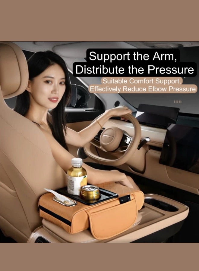 MARCAN Universal Waterproof Car Armrest Cover, 4 in 1 Car Armrest Cushion, Car Center Console Armrest Pillow,Cup Holder,Mobile Phone Storage Bag and card storage,Car Accessories (Yellow) - Image 2