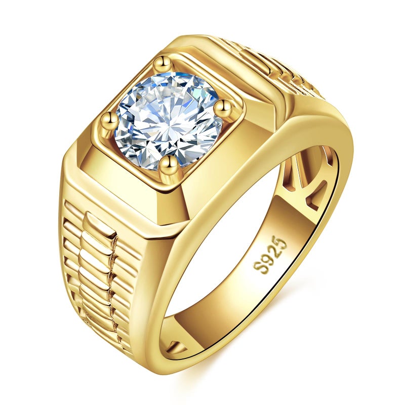 LOIPURI 2CT Moissanite Engagement Ring for Men 14K Gold 925 Sterling Silver Men Promise Wedding Moissanite Jewelry Gift Round Cut D Color VVS1 Clarity Size 8 - Image 1