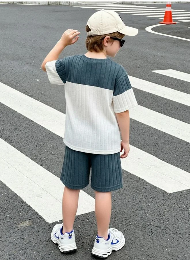 Take Two Boys Color Block Knit T-Shirt and Shorts Set