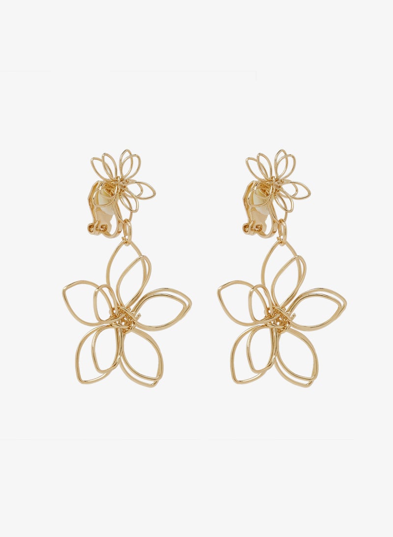 ELLA Floral Gold Accent Drop Down Earrings - Image 1