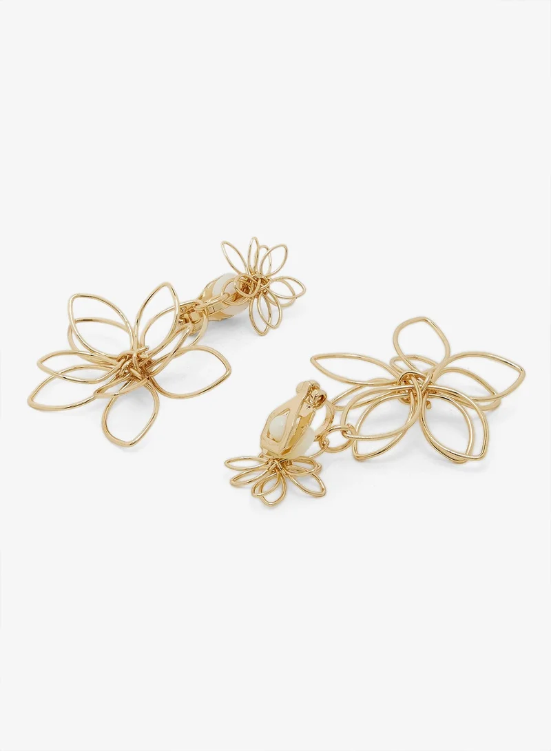 Ella Gold Floral Gold Accent Drop Down Earrings for Women | Best Price UAE