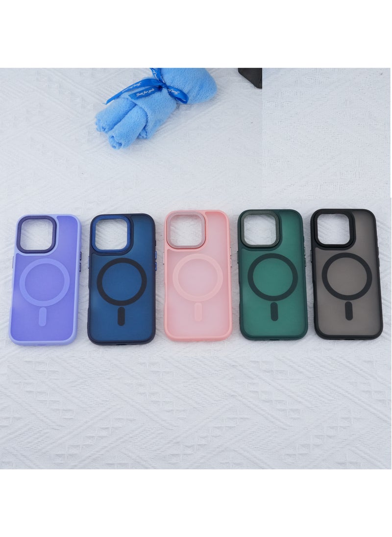 Magnetic Matte Case for iPhone 15 Pro Max, MagSafe Compatible, Translucent Matte Back, Slim Shockproof TPU Protective Cover with Luxury Plating Edges