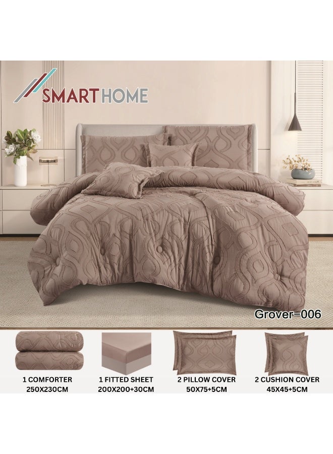 سمارت هوم مفرش سرير نفرين مطرز فخم من المايكروفايبر 100% ، غطاء سرير ، قابل للإستخدام على الوجهين، طقم مفارش بحشوة دبل  ، طقم نوم يتكون من 6 قطع ( مفرش بحشوة + شرشف مطاط للمرتبة + واقي مخدة + كيس مخدة + وسادة مربعة + كيس للوسادة المربعة  ) مقاس المفرش 230X250 سم ومقاس المغاط 200x200 سم ( اللون نفس الصورة) - Image 4