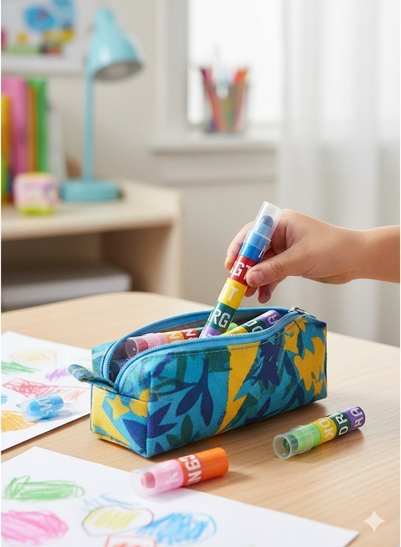 Saudi Select Kids' 12 Colors Pen Set (2 Pcs) - Splicing Mini Crayons for Highlight, Coloring & Creative Art Projects | Fun & Easy-to-Carry Drawing & Painting Supplies for Children - Image 3