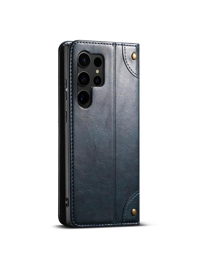 سوتين جراب لهاتف Samsung Galaxy S23 Ultra 5G من الجلد بتصميم جلد العجل الباروكي مع مشبك - Image 4