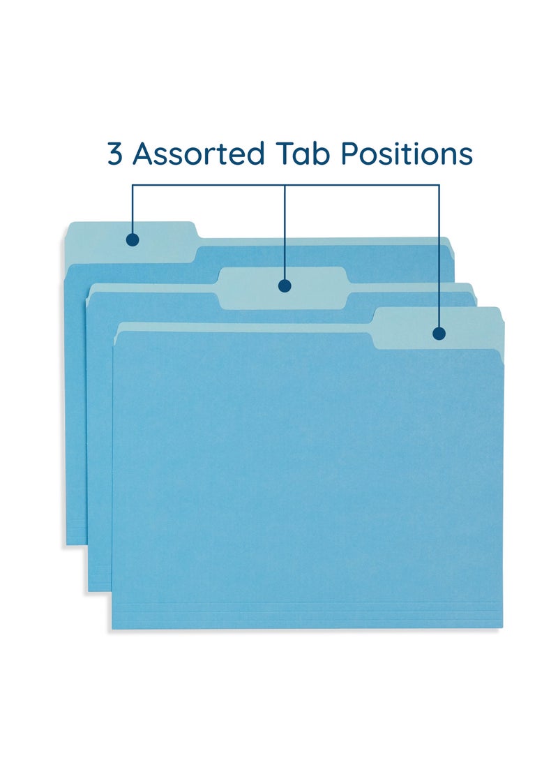Blue Summit Supplies 100 Blue Summit Supplies Colored File Folders - Ocean Tone Colors, 1/3 Cut Tabs, Letter Size, 11pt Durable Paper, Decorative Colored File Folders for Files, 100 Pack  - Image 4
