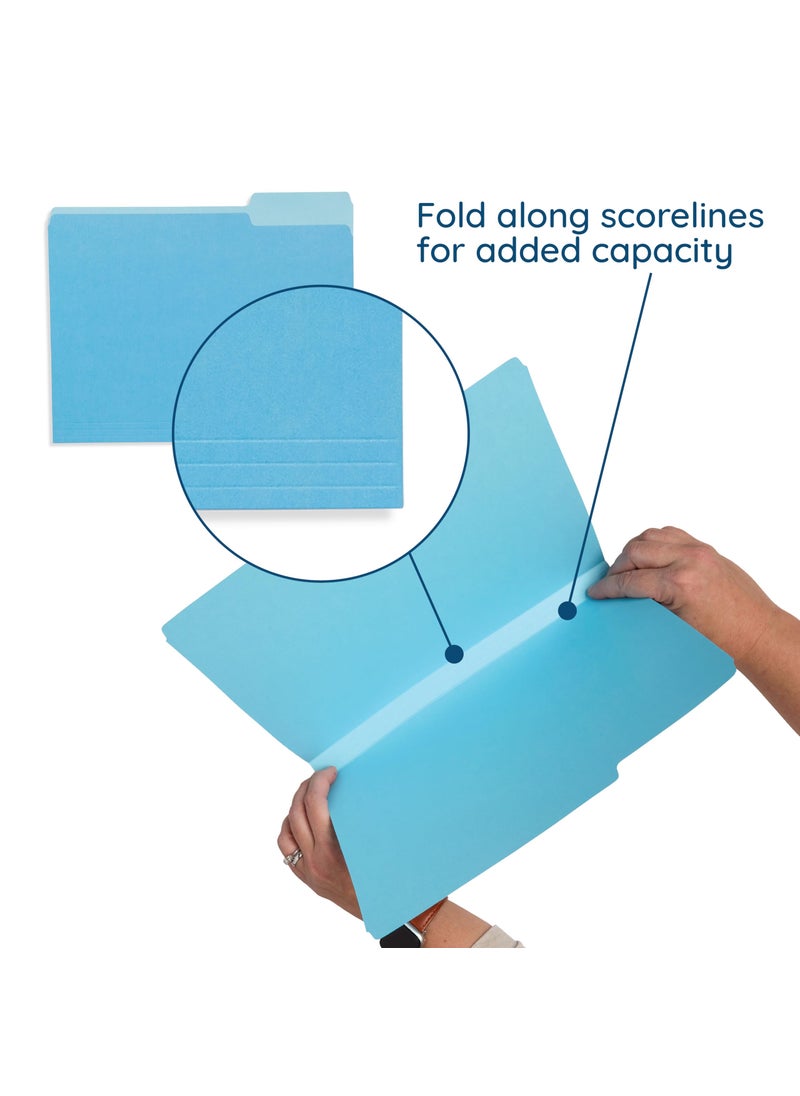Blue Summit Supplies 100 Blue Summit Supplies Colored File Folders - Ocean Tone Colors, 1/3 Cut Tabs, Letter Size, 11pt Durable Paper, Decorative Colored File Folders for Files, 100 Pack  - Image 2