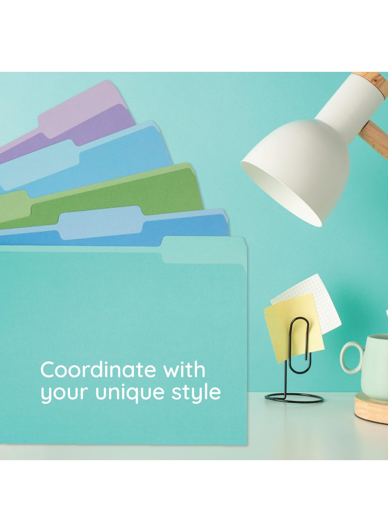Blue Summit Supplies 100 Blue Summit Supplies Colored File Folders - Ocean Tone Colors, 1/3 Cut Tabs, Letter Size, 11pt Durable Paper, Decorative Colored File Folders for Files, 100 Pack  - Image 5