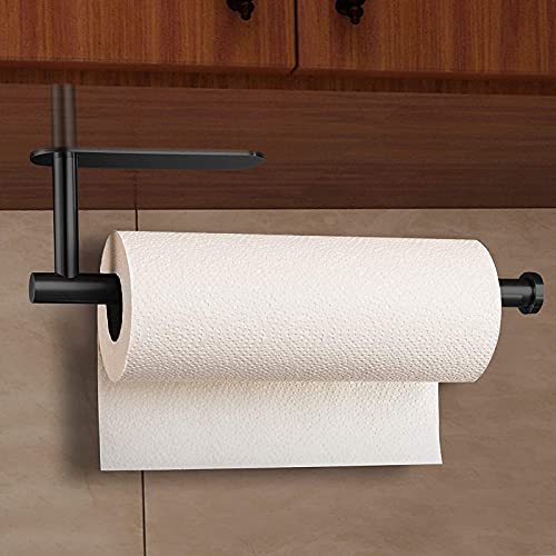 XDerlin Paper Towel Holder Under Cabinet-Matt Black Self Adhesive Paper Towel Holder for Bathroom Countertop Organizer Horizontal or Vertical Wall Mounted for Kitchen Accessories - Image 4