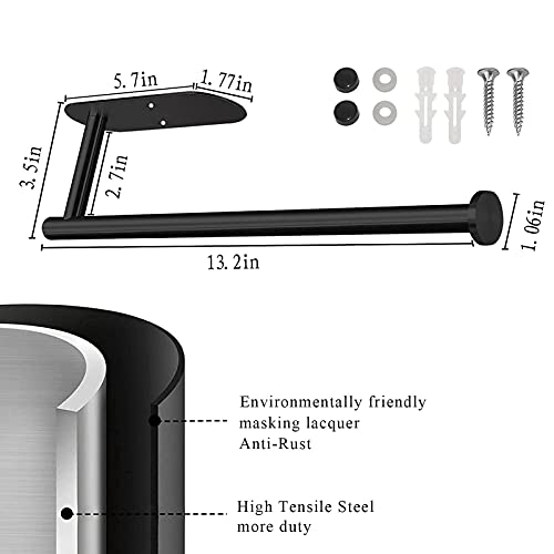 XDerlin Paper Towel Holder Under Cabinet-Matt Black Self Adhesive Paper Towel Holder for Bathroom Countertop Organizer Horizontal or Vertical Wall Mounted for Kitchen Accessories - Image 3