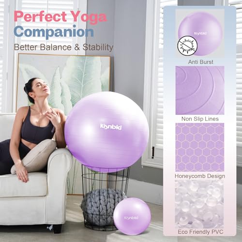kisnbld Exercise Ball, Extra Thick Yoga Ball for Workout Pregnancy Stability, 4 Sizes Anti-Burst Balance Ball with Foot Pump - Heavy Duty Fitness Ball Chair for Office, Home & Gym - Image 4