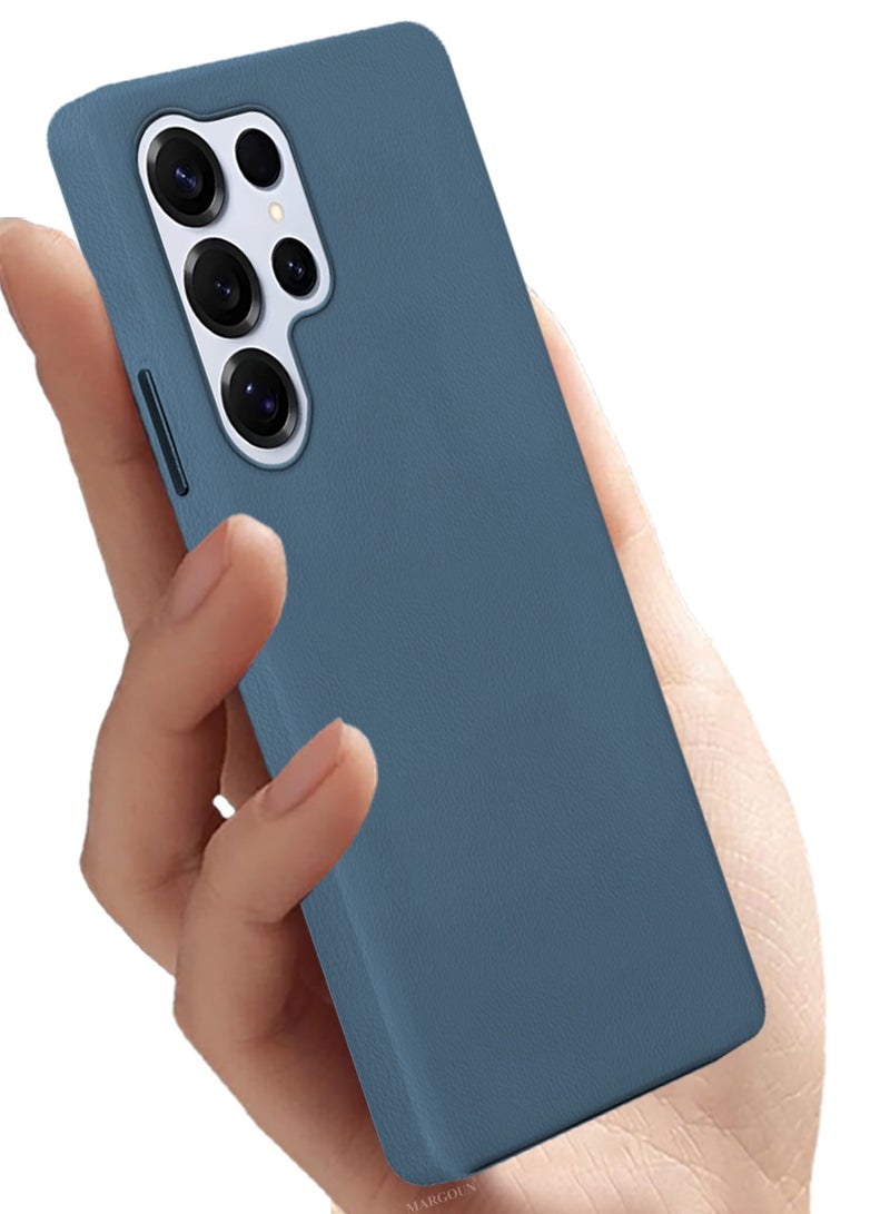 CATANES Leather Slim Fit Phone Case for Samsung Galaxy S25 Ultra – Shock-Absorbent Bumper & Precise Camera Cutout - Dark Blue - Image 2