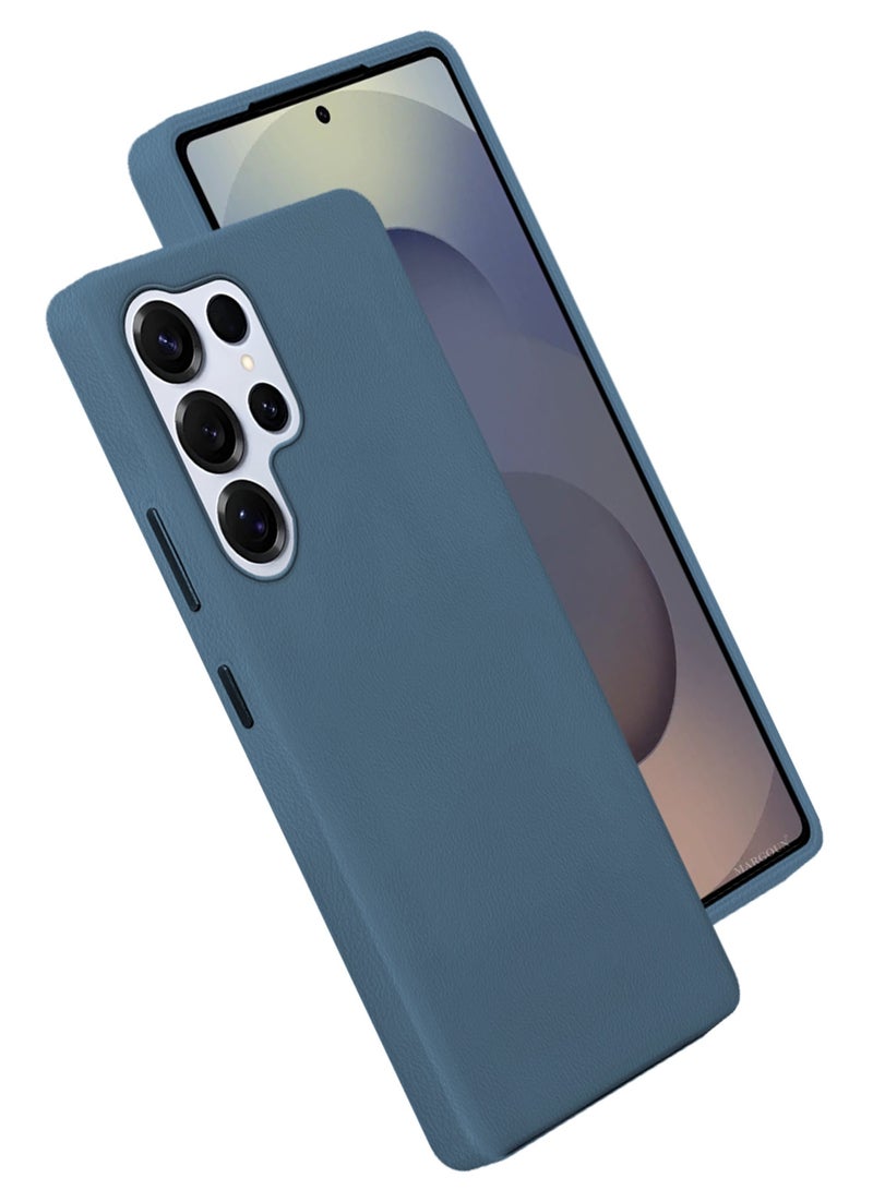 CATANES Leather Slim Fit Phone Case for Samsung Galaxy S25 Ultra – Shock-Absorbent Bumper & Precise Camera Cutout - Dark Blue - Image 1