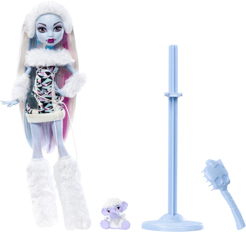 MONSTER HIGH دمية مونستر هاي بوريجنال كريبروكشن، أبي بومينابل، دمية قابلة للجمع مع قاعدة دمية، مذكرات وحيوان أليف - Image 5