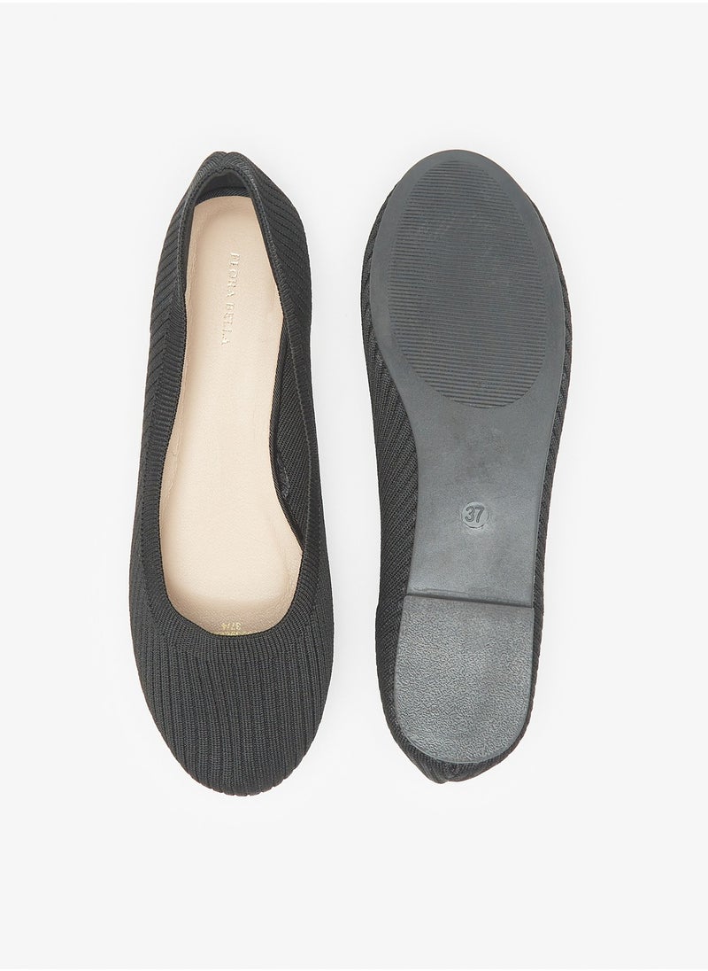 Flora Bella By Shoexpress - Women Textured Slip-On Round Toe Ballerina Shoes - Image 1