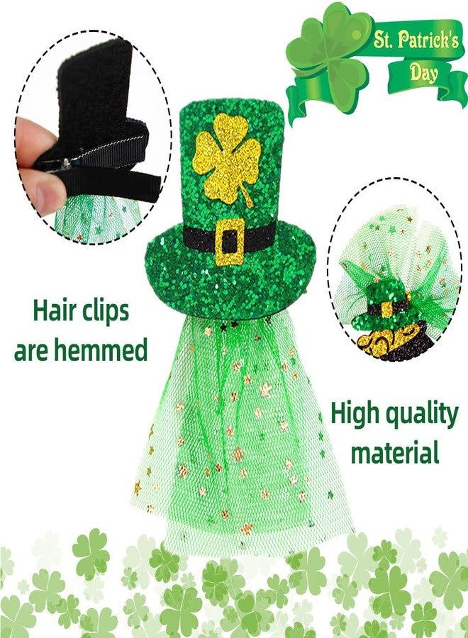 Apol 3Pcs St. Patrick's Day Hair Clips,Green Four-leaf Clover Hair Accessories Shamrock Hat Gnome Irish Festival Hair Clips Glitter Sequins Hairpins Barrette Alligator Clip for Girl Women Hair Decoration - Image 2