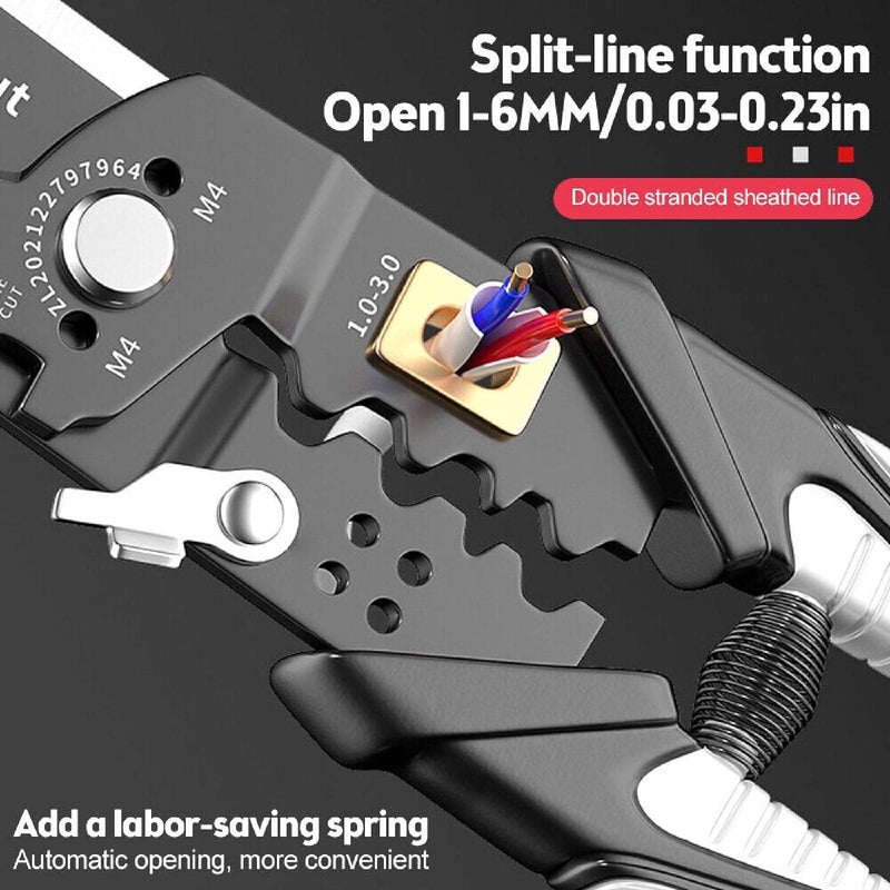 MVM Enterprise MultiFunctional 25in1 Wire Stripper and Electrician Tool Steel Pliers for Splitting Breaking Terminal Crimping Stripping Cable Cutting Winding and Clamping - Image 3
