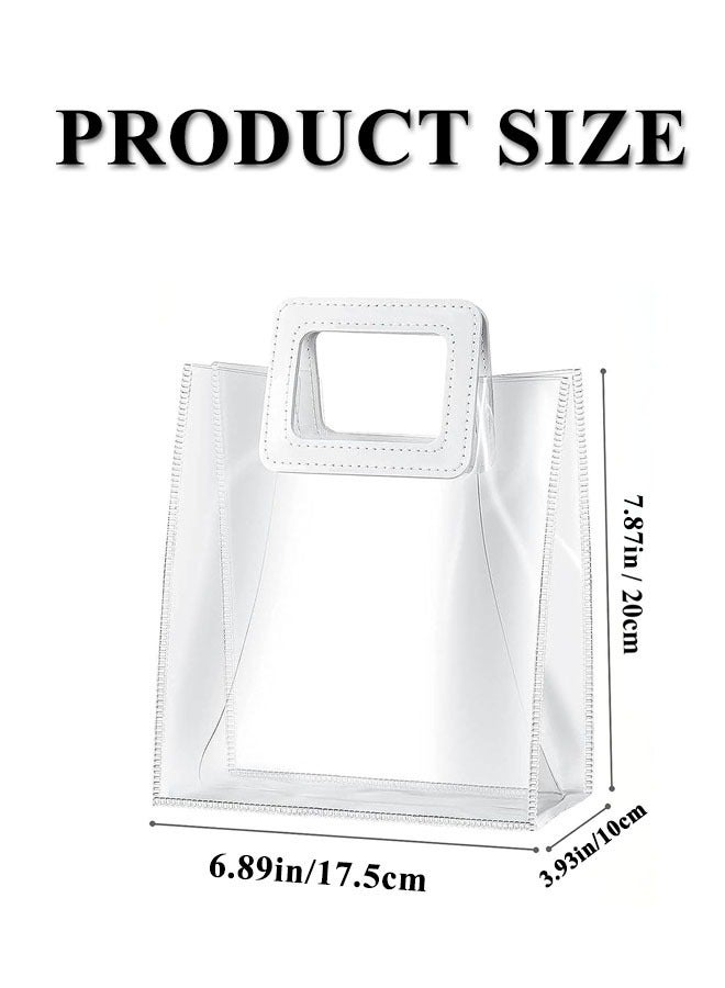 اكياس شفافه  كيس هدايا شفاف  كيس مربع 12 قطعة أكياس هدايا شفافة من مادة البولي فينيل كلوريد حقيبة هدايا شفافة للحفلات مع مقابض وأكياس تغليف هدايا صغيرة قابلة لإعادة الاستخدام وأكياس هدايا باقات مقاو - Image 2