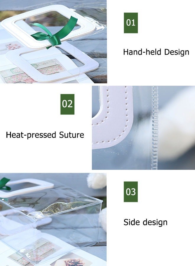 اكياس شفافه  كيس هدايا شفاف  كيس مربع 12 قطعة أكياس هدايا شفافة من مادة البولي فينيل كلوريد حقيبة هدايا شفافة للحفلات مع مقابض وأكياس تغليف هدايا صغيرة قابلة لإعادة الاستخدام وأكياس هدايا باقات مقاو - Image 3