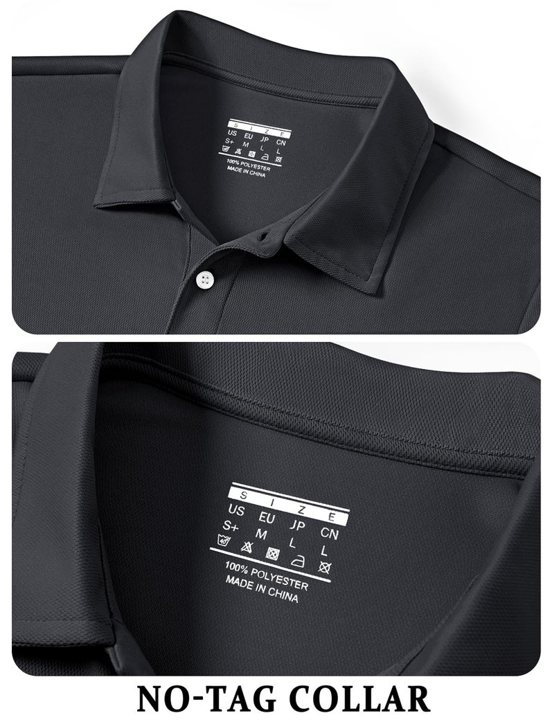 TACVASEN Mens Golf Shirt Dry Fit Mens Polo Shirts Short Sleeve Performance Golf Polos for Men with Collar Work Shirts Black, XL - Image 3