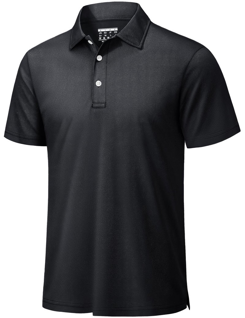 TACVASEN Mens Golf Shirt Dry Fit Mens Polo Shirts Short Sleeve Performance Golf Polos for Men with Collar Work Shirts Black, XL - Image 1
