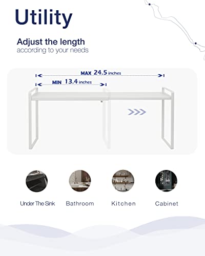 Nxconsu Expandable Cabinet Shelf Organizer Riser for Kitchen Pantry Cupboard Under Sink Countertop Home Storage Organization Rack Space Saver Freestanding Heavy Duty Nonslip Stackable White X Large - Image 4