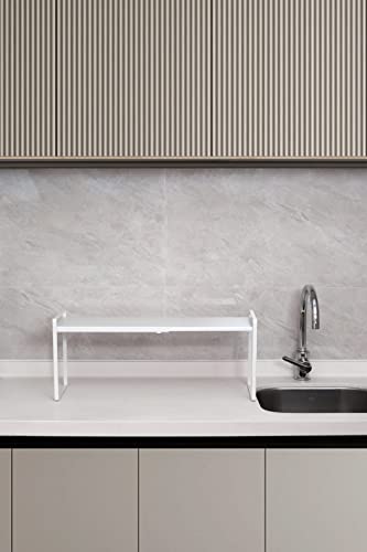 Nxconsu Expandable Cabinet Shelf Organizer Riser for Kitchen Pantry Cupboard Under Sink Countertop Home Storage Organization Rack Space Saver Freestanding Heavy Duty Nonslip Stackable White X Large - Image 5