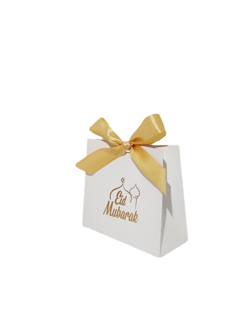 10pcs white candy bag with ribbon Muslim paper bag packaging paper gift bags for Eid Mubarak Ramadan decorations - Image 1