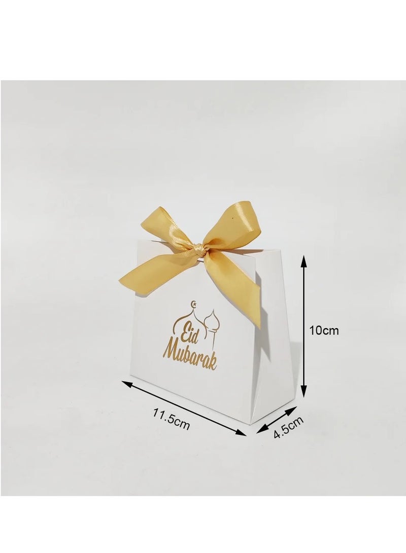 10pcs white candy bag with ribbon Muslim paper bag packaging paper gift bags for Eid Mubarak Ramadan decorations - Image 2