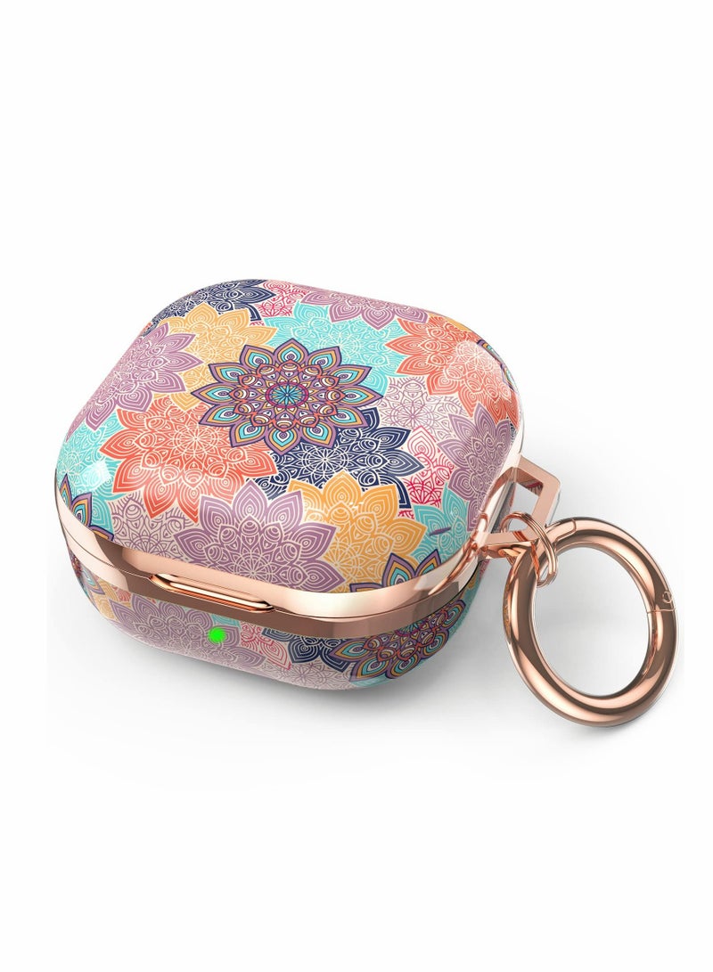 Excefore غطاء حماية لسماعات الأذن، لهاتف Samsung Galaxy Buds 2 Pro Case / Galaxy Buds Pro Case / Galaxy Buds 2 Case / Galaxy Buds Live Case غطاء صلب أنيق مقاوم للصدمات من مادة TPU للنساء والفتيات (ماندالا، مع مفتاح) - Image 1
