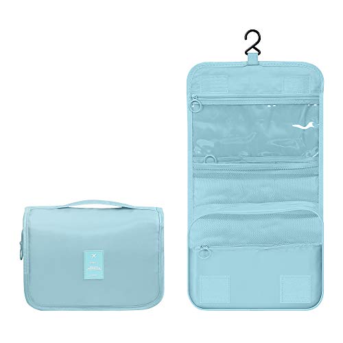 Luxtude Small Hanging Toiletry Bag for Women, Water-resistant Travel Toiletry Bag with Hanging Hook, Portable Toiletry Travel Organizer Bag for Toiletries, Shower, Bathroom, Cosmetics etc.(Blue) - Image 1