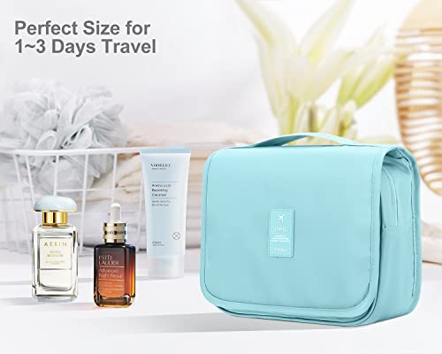 Luxtude Small Hanging Toiletry Bag for Women, Water-resistant Travel Toiletry Bag with Hanging Hook, Portable Toiletry Travel Organizer Bag for Toiletries, Shower, Bathroom, Cosmetics etc.(Blue) - Image 3